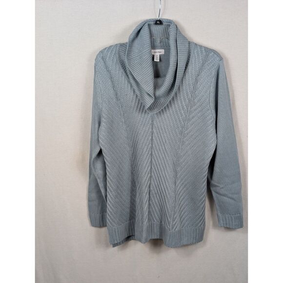 Calvin Klein Sweaters - Calvin Klein Relaxed Cowl Neck Knit Sweater Blue Women's Size Large
